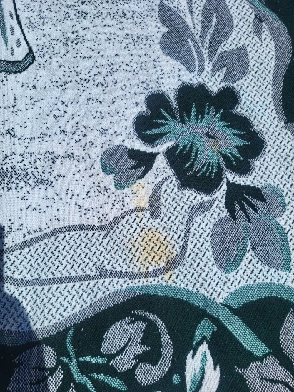 Vintage Spanish Flamenco Dancer Woven Tapestry Throw Blanket With Floral Border